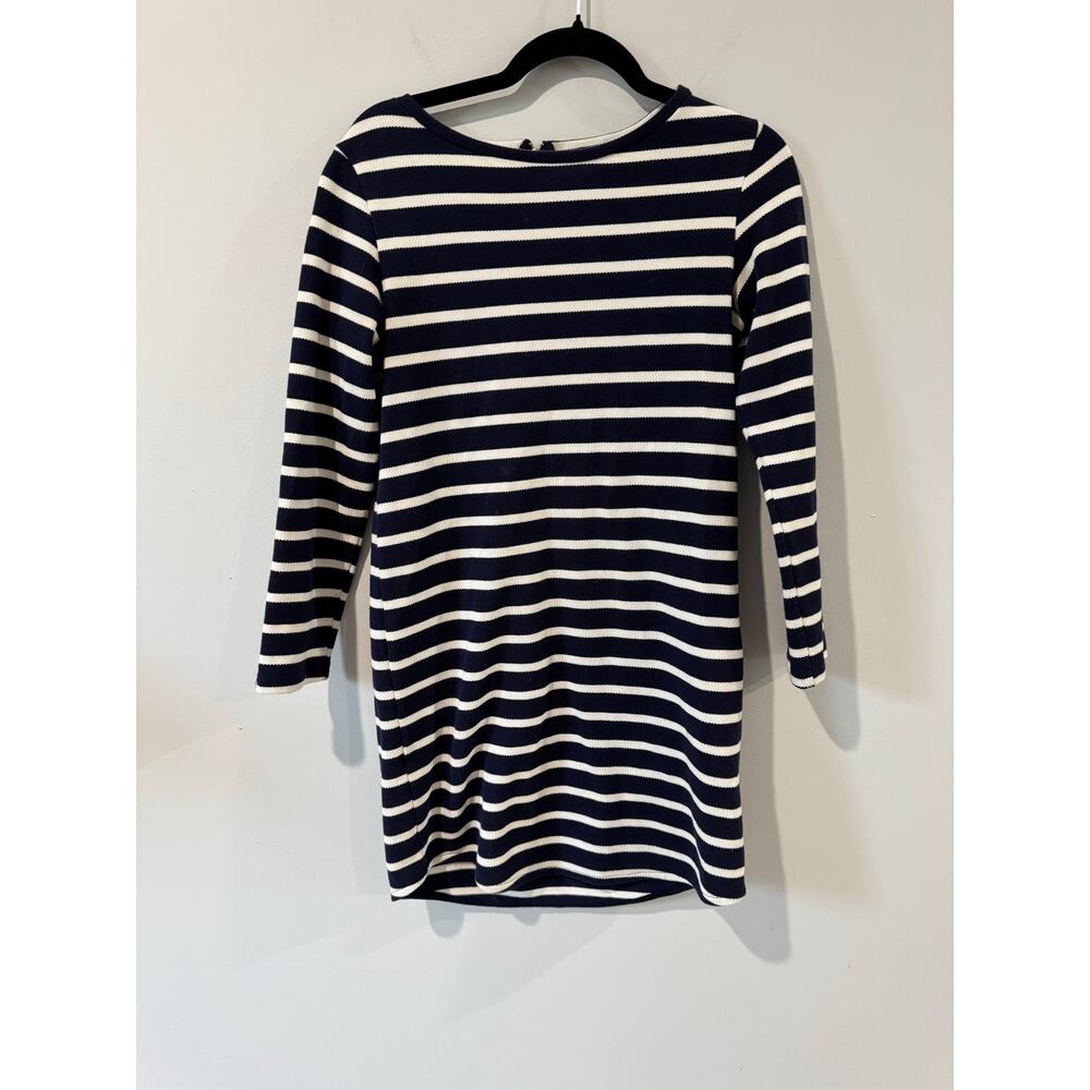 Levi’s Navy & White Long-Sleeve Striped Mini Dress Size Small Stretch Knit Dress